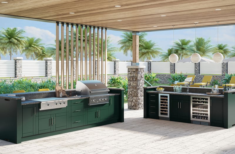 poolside entertainment area cabinets